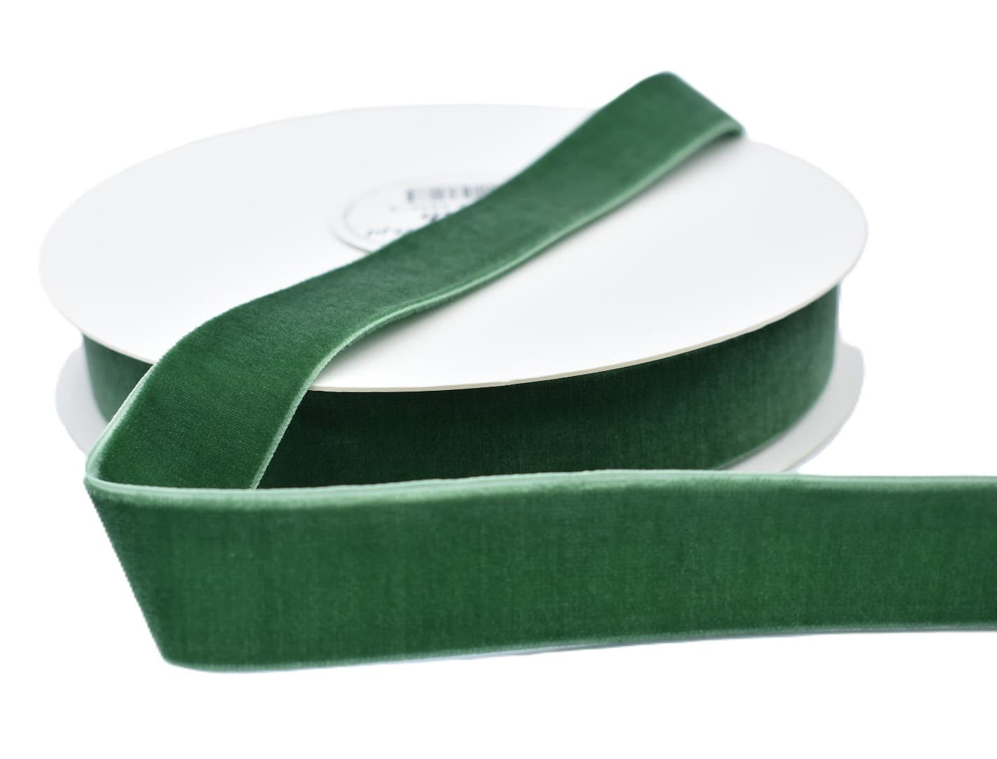 Wstążka velvetowa dwustronna, 25mm/9mb, c.oliwka 2