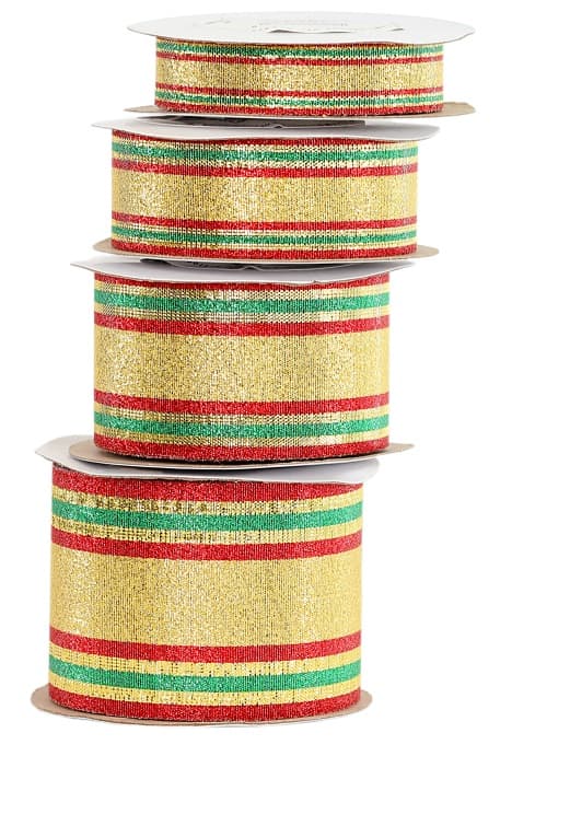 Wstążka szkocka z brokatem, 15mm/9mb, złocona M1