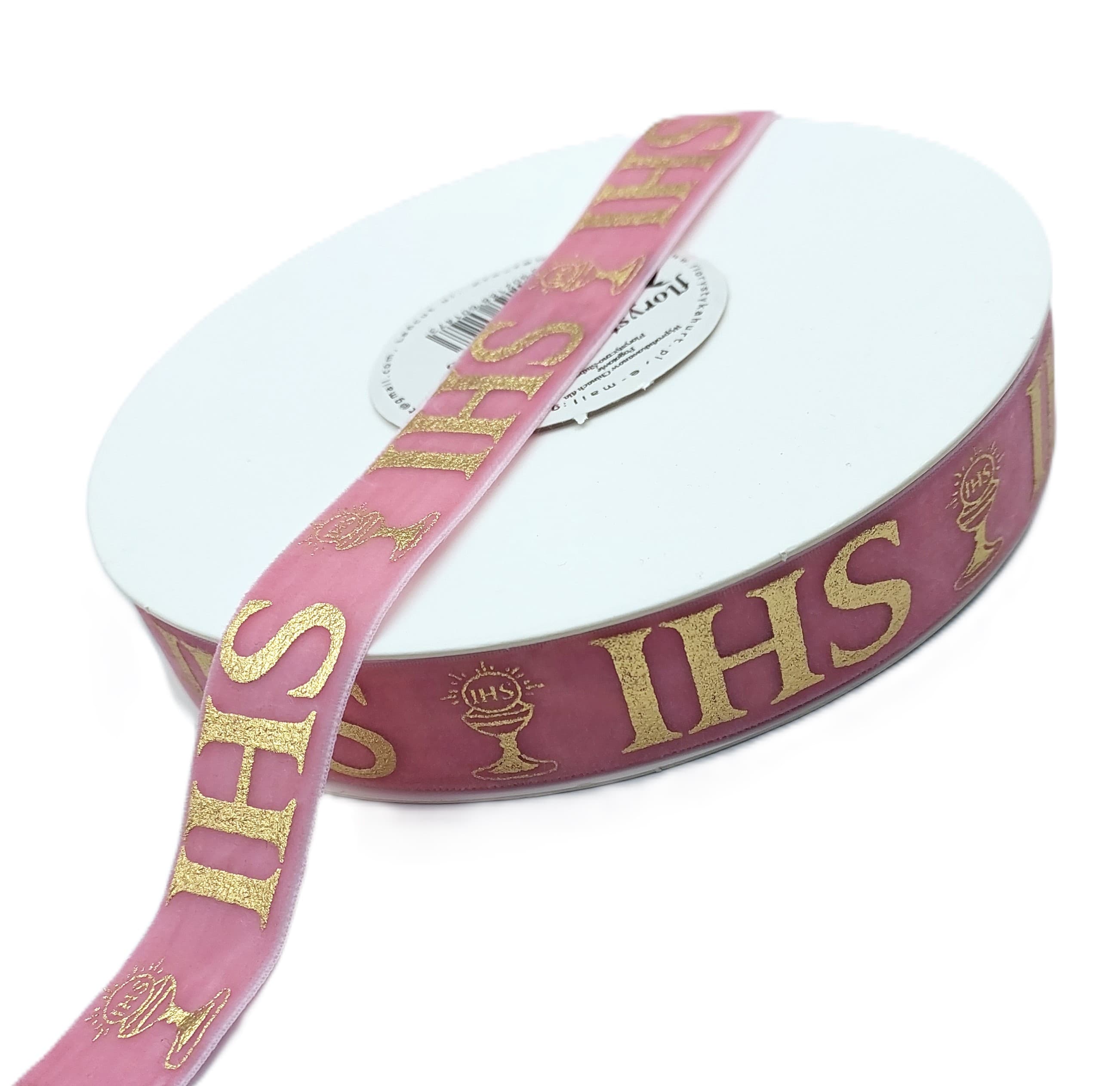 Wstążka velvetowa IHS, 19mm/9mb, różowa