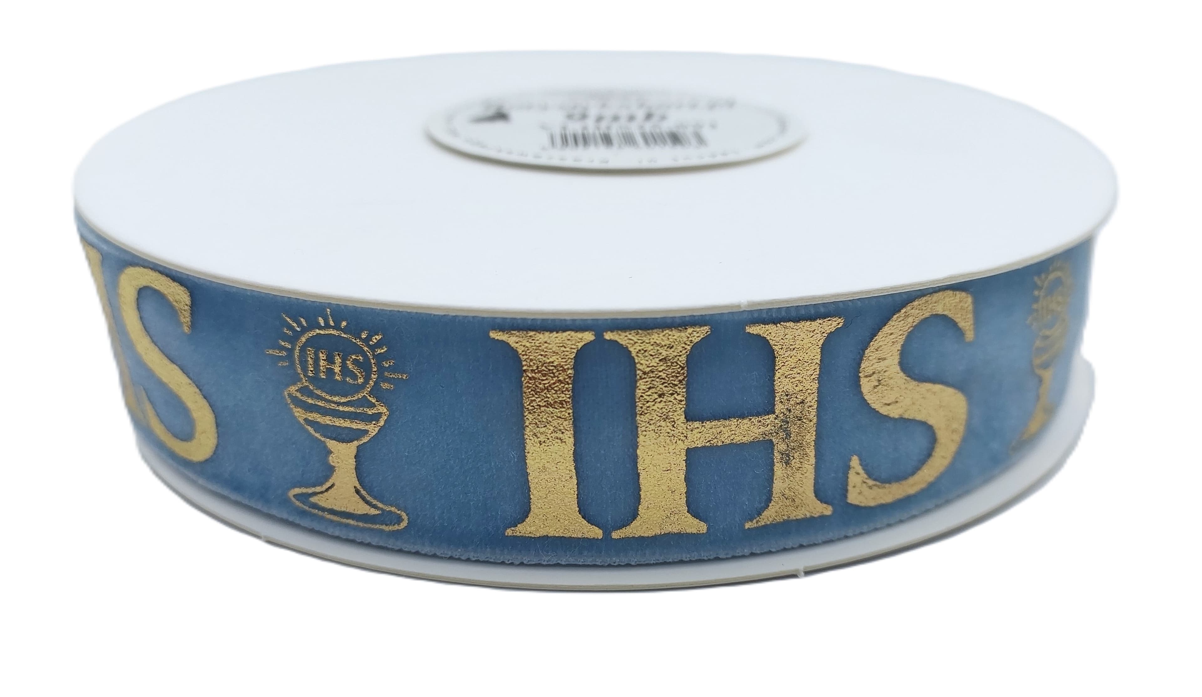 Wstążka velvetowa IHS, 25mm/9mb, błękitna