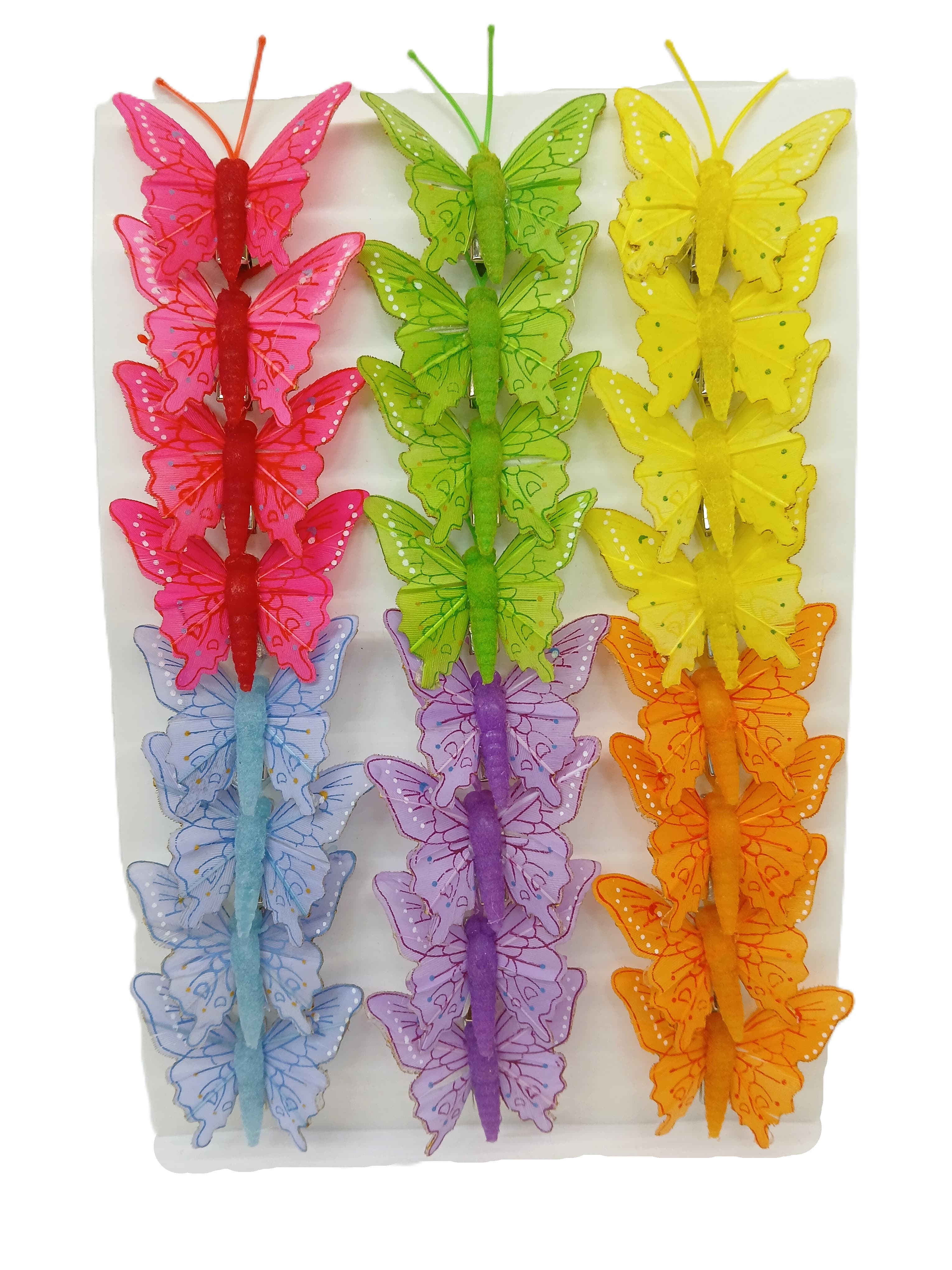 Sztuczne kolorowe motyle szer. 5cm, 24szt.
