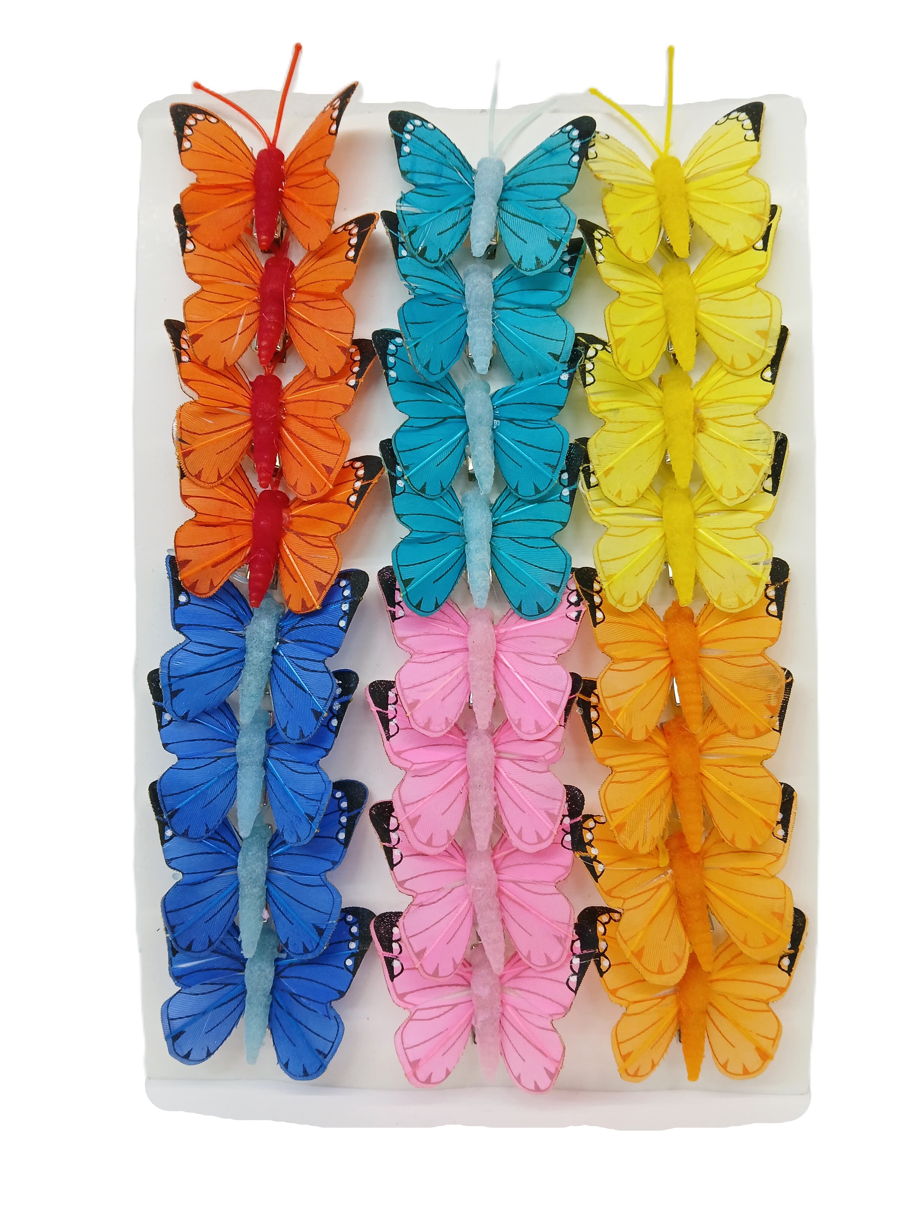 Sztuczne kolorowe motyle szer. 5cm, 24szt.