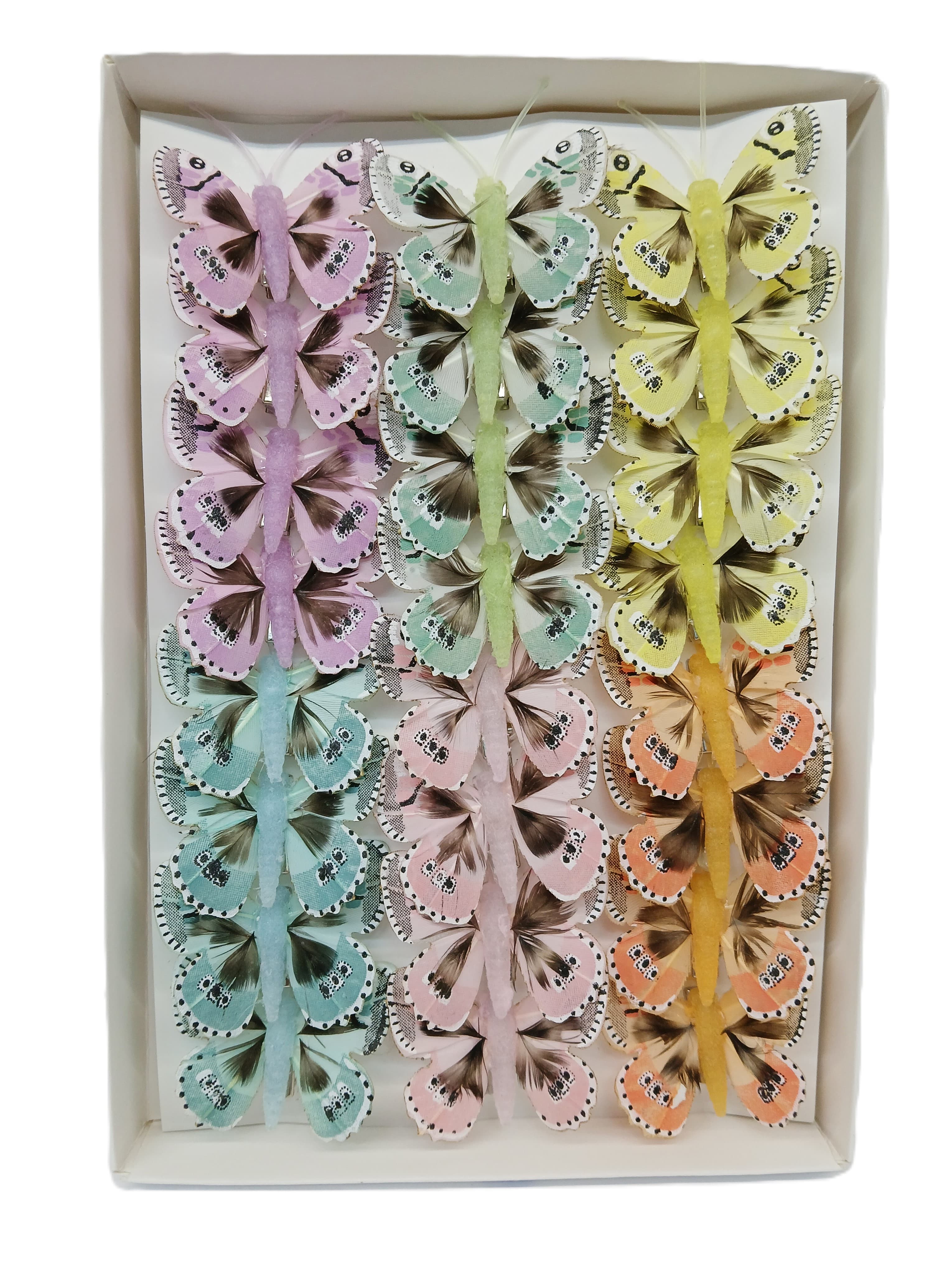 Sztuczne kolorowe motyle szer. 5cm, 24szt.