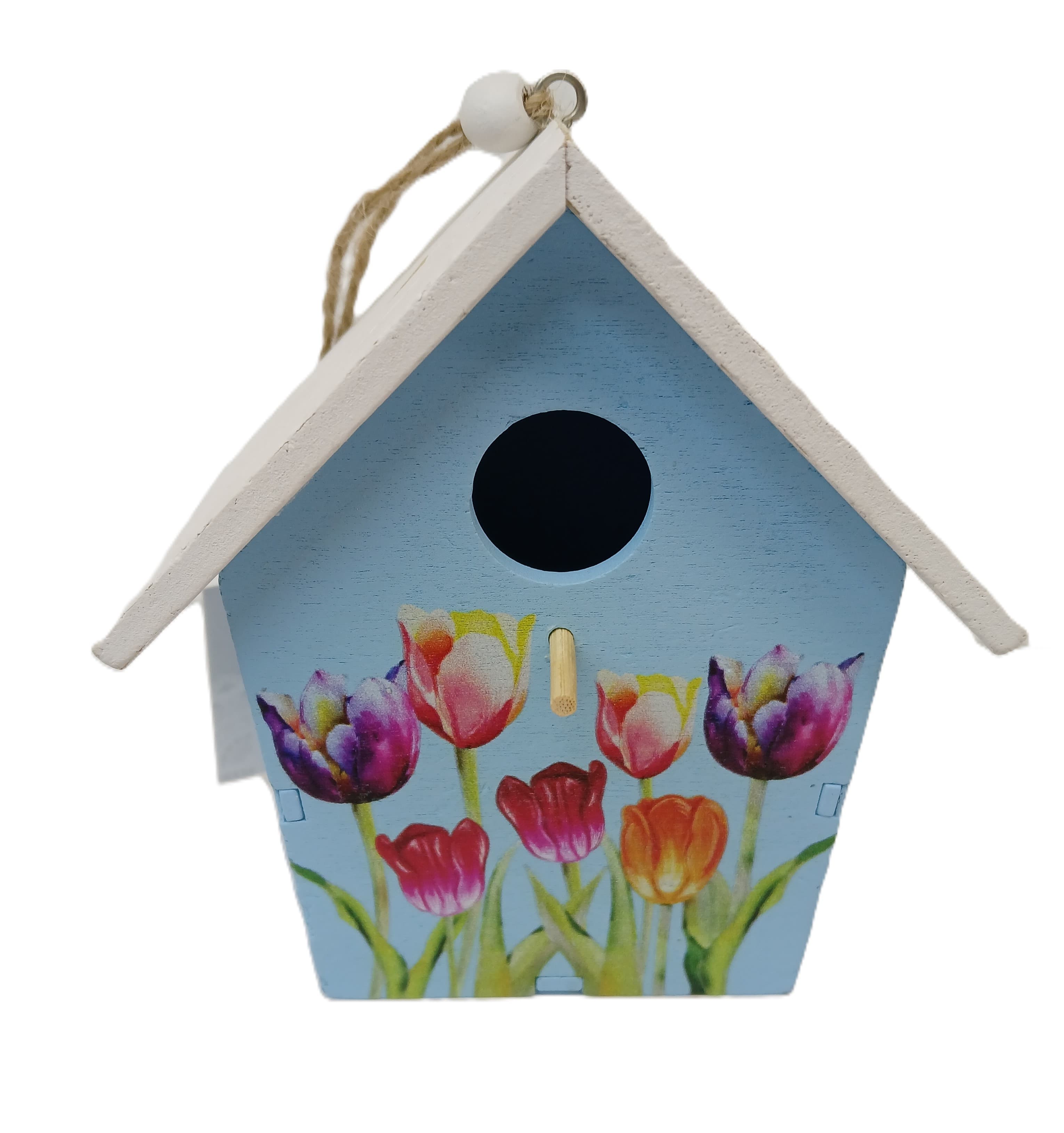 Zawieszka DUŻA budka domek w tulipany 3D 11,5x7cm