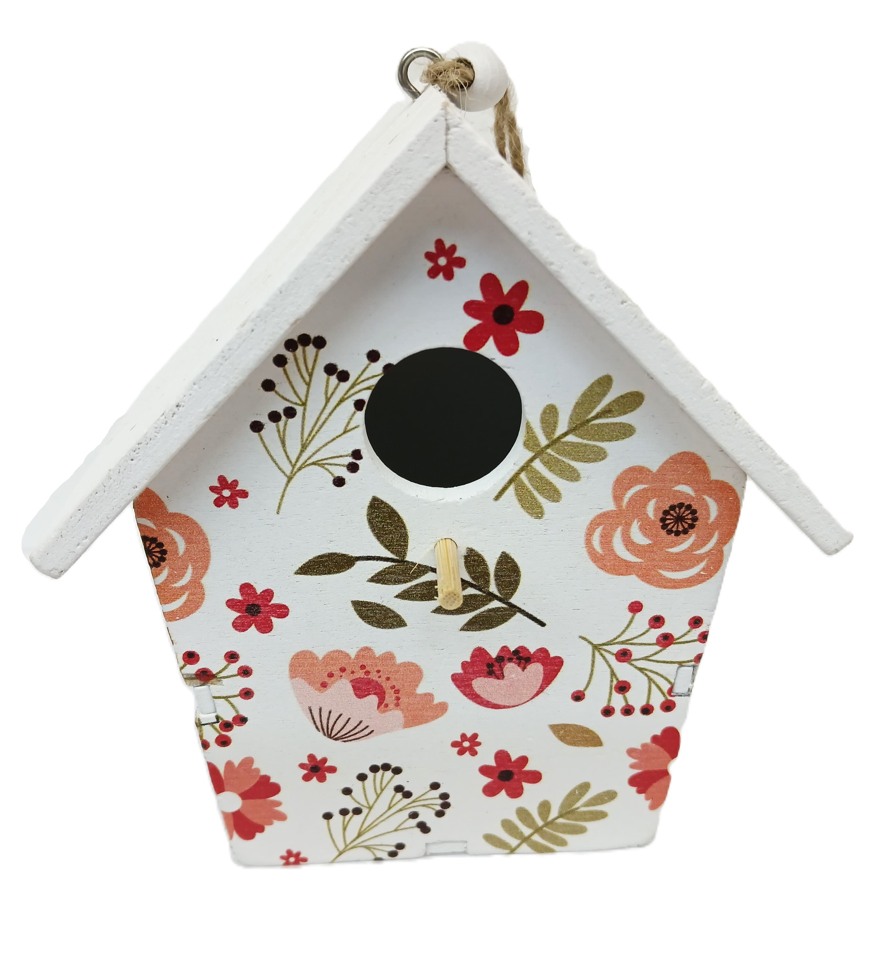 Zawieszka DUŻA budka domek biały folk 3D 11,5x7cm