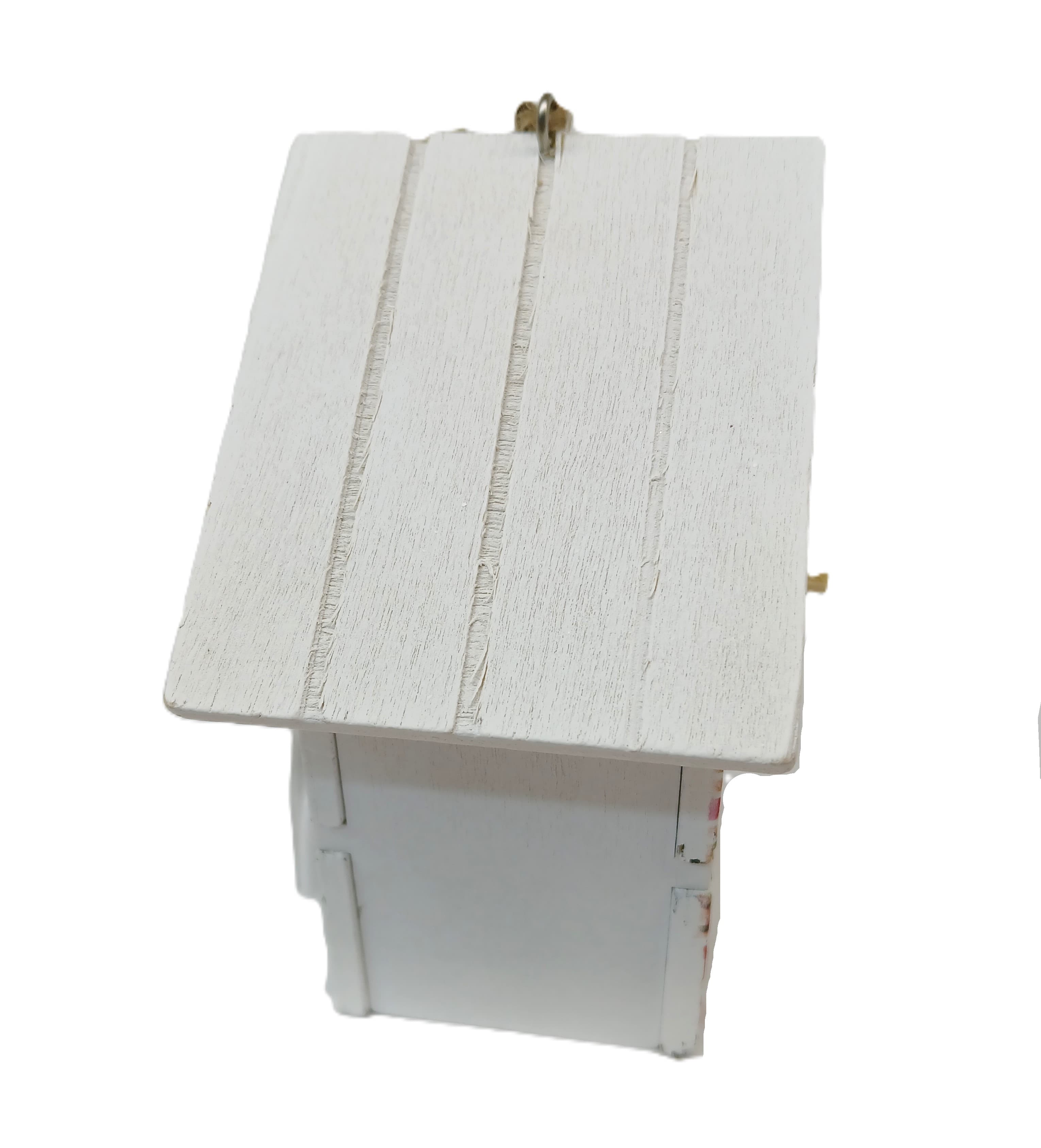 Zawieszka DUŻA budka domek biały folk 3D 11,5x7cm