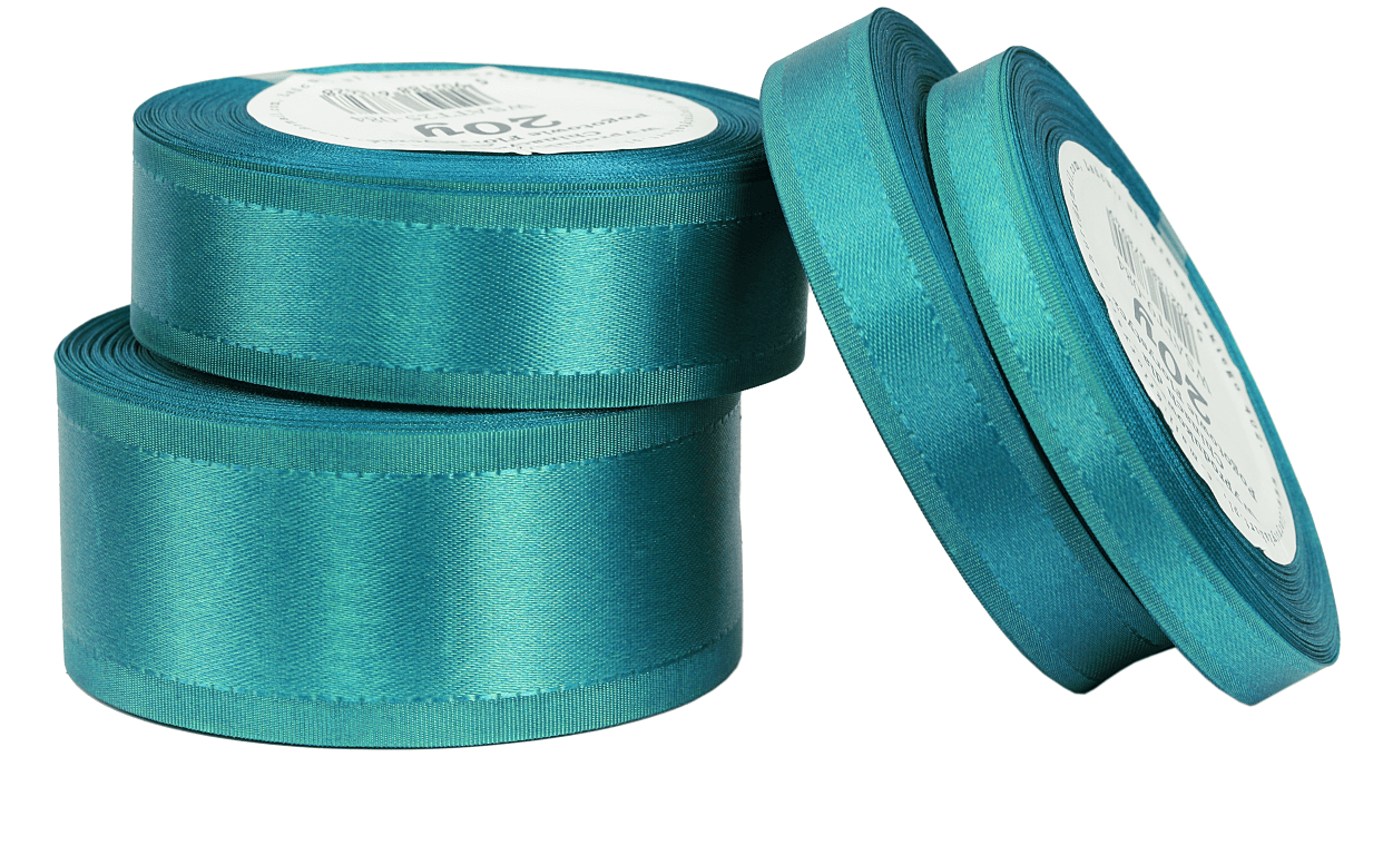 Wstążka z paskami satyna/tafta 38mm/20y, turkus