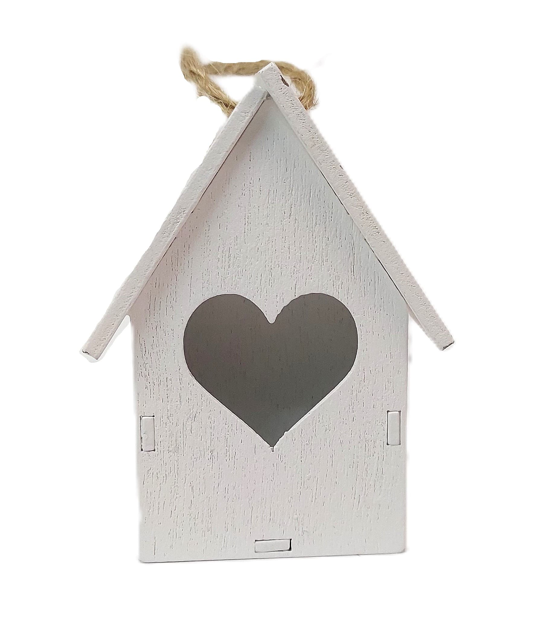 Zawieszka mały domek z sercem biały 7x5x2cm