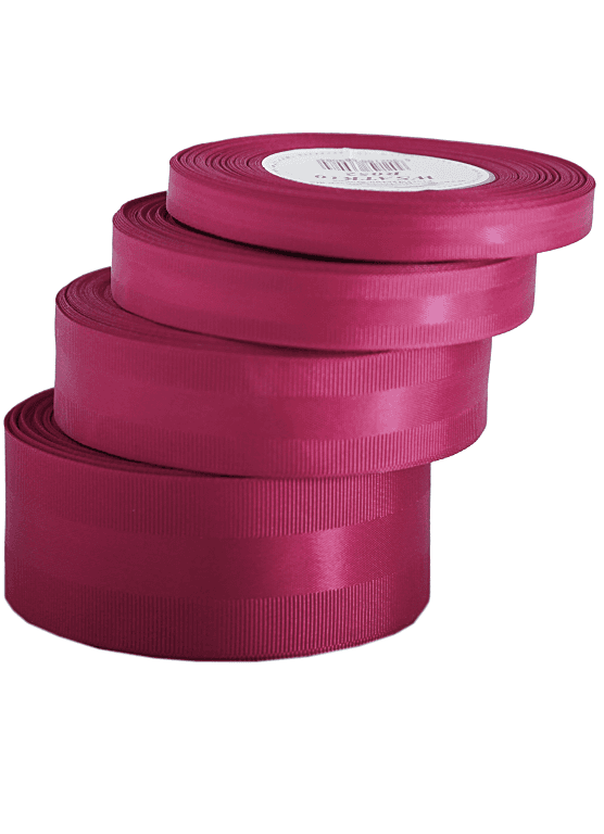 Wstążka z paskiem satyna/ryps,15mm/20y, fuksja