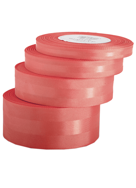 Wstążka z paskiem satyna/ryps,15mm/20y, malina