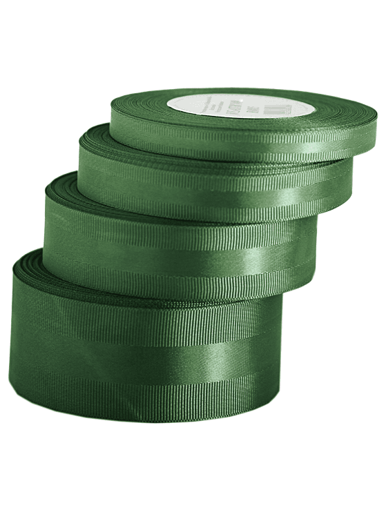 Wstążka z paskiem satyna/ryps,15mm/20y, c.oliwka/2