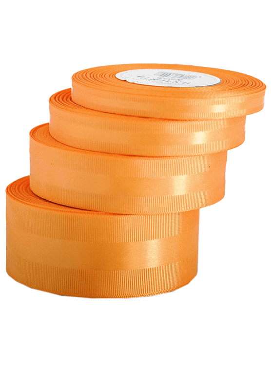 Wstążka z paskiem satyna/ryps,25mm/20y, pomarańcz