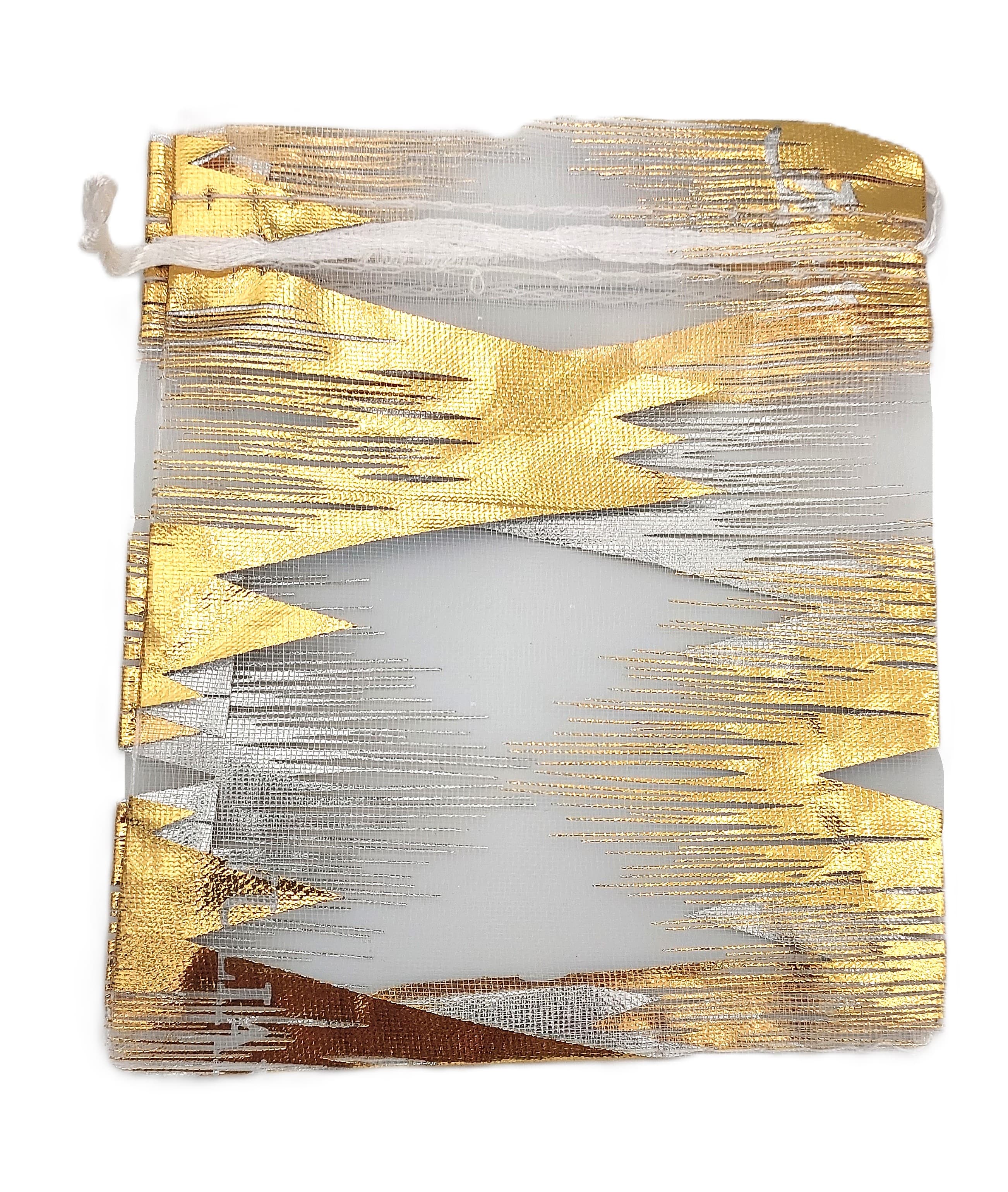 Woreczki z organzy WZORY, 10x12cm/12szt, model 03