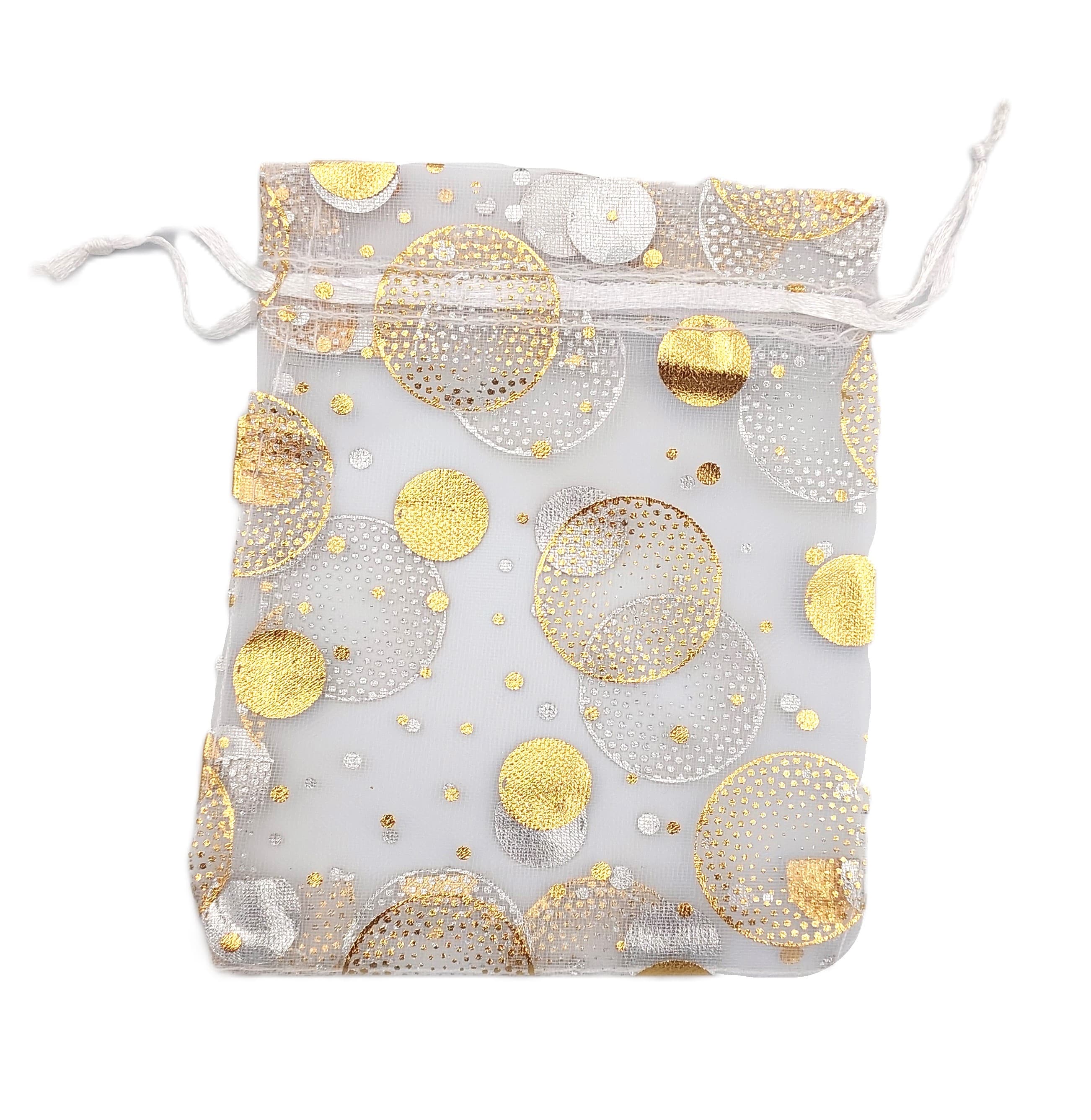 Woreczki z organzy WZORY, 10x12cm/12szt, model 04