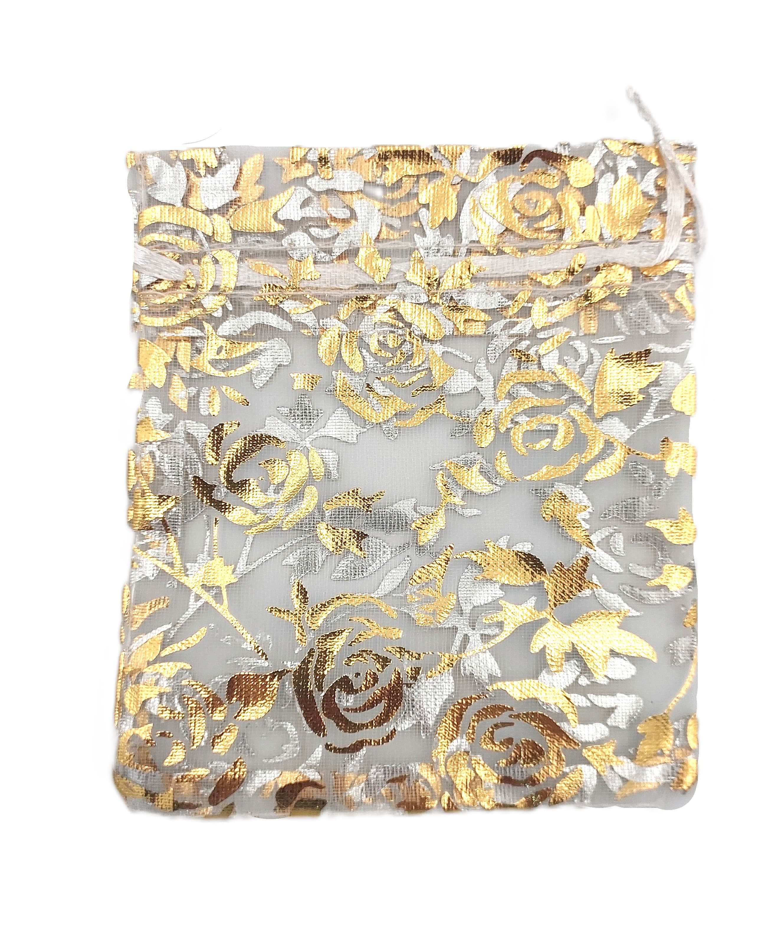 Woreczki z organzy WZORY, 10x12cm/12szt, model 06