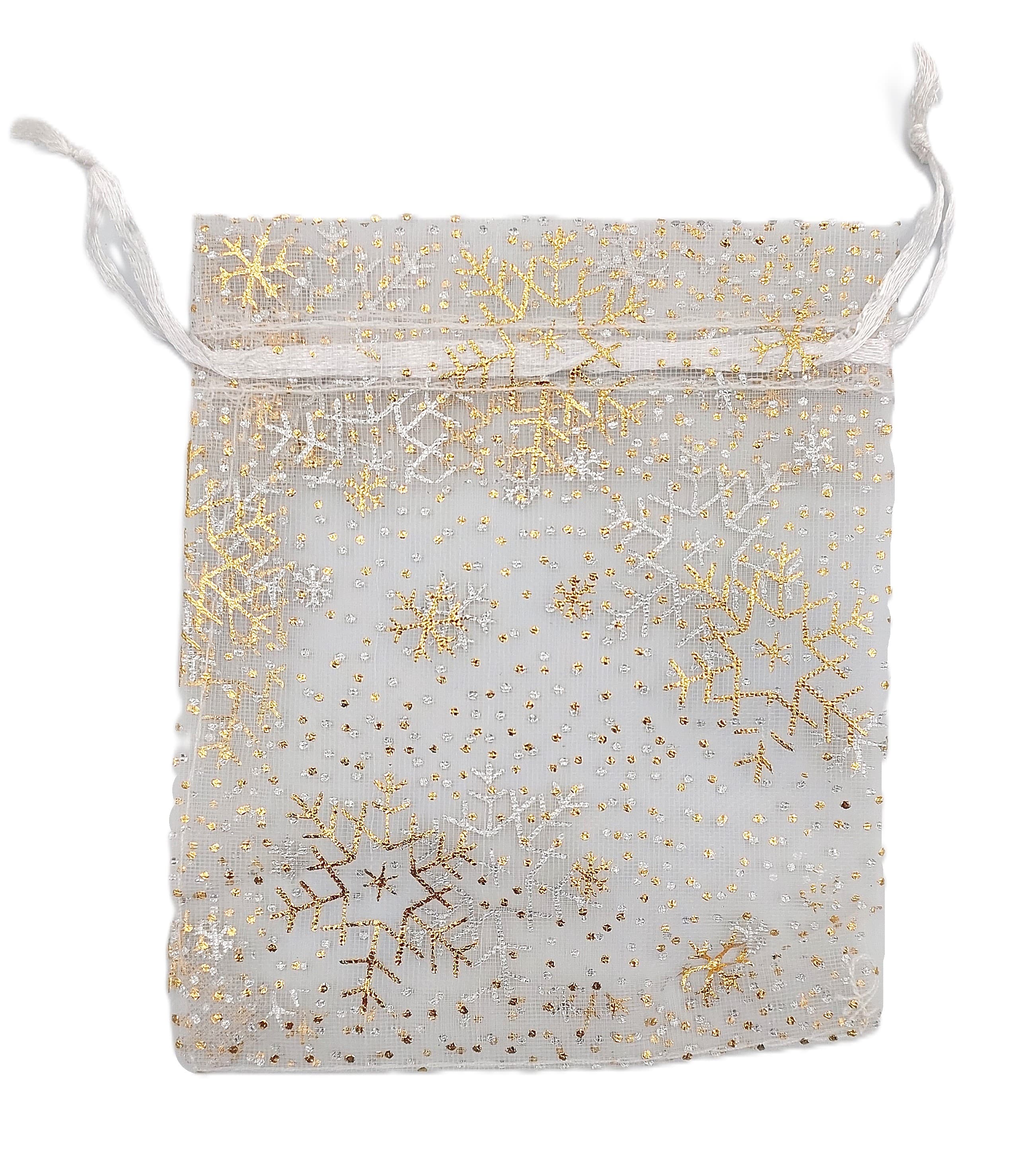 Woreczki z organzy WZORY, 10x12cm/12szt, model 09