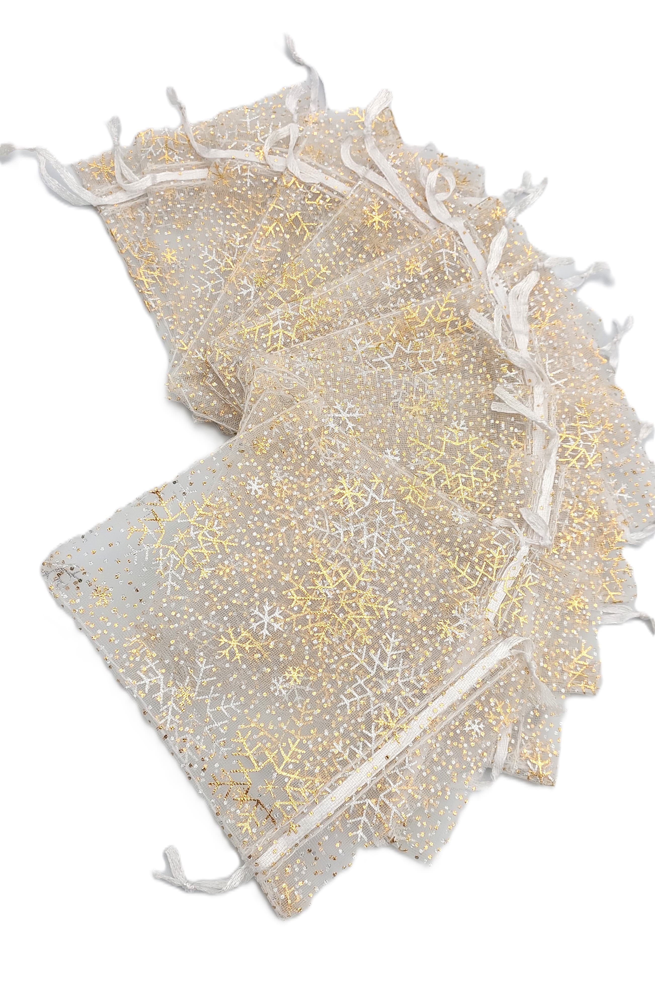 Woreczki z organzy WZORY, 10x12cm/12szt, model 09