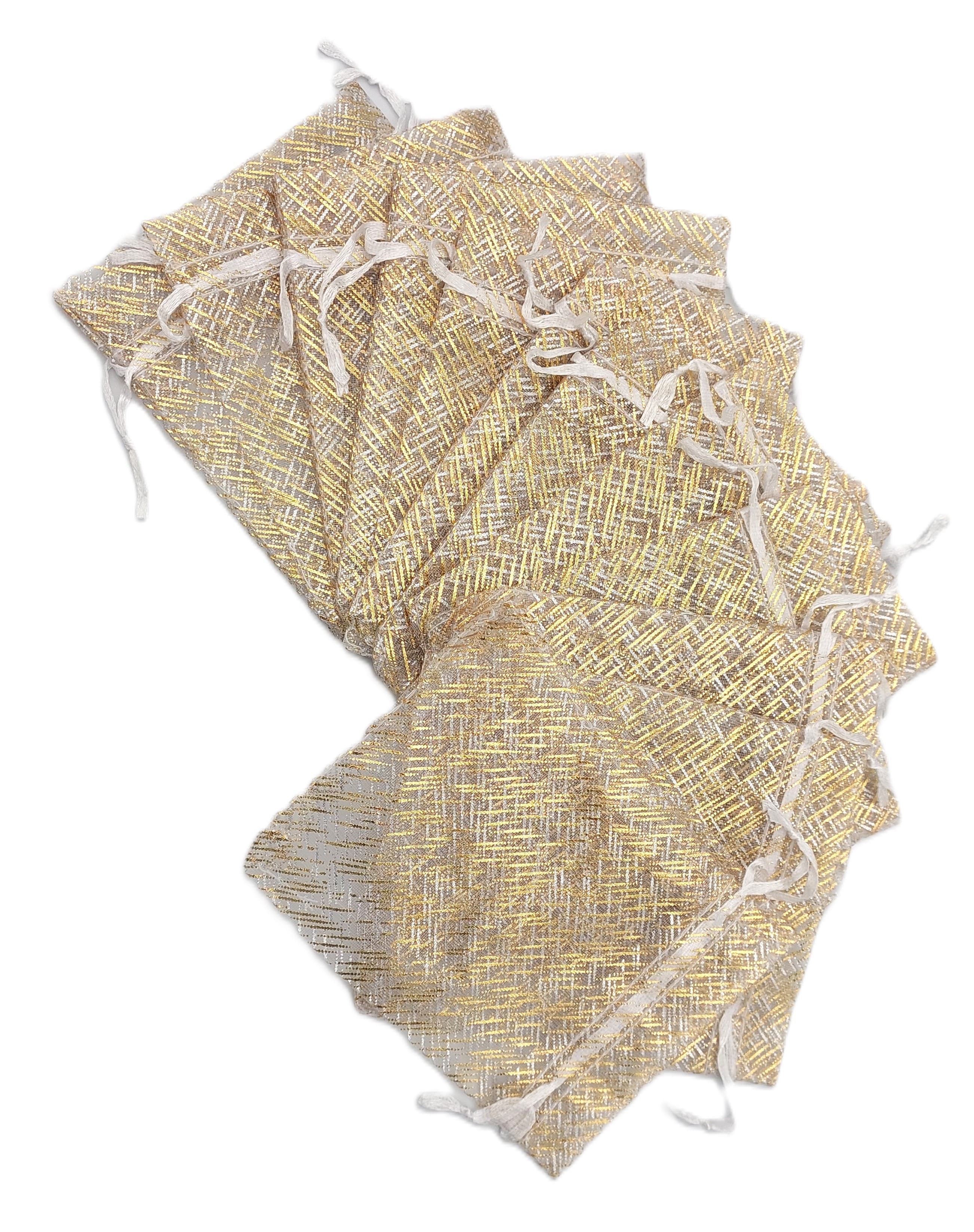 Woreczki z organzy WZORY, 12x15cm/12szt, złote