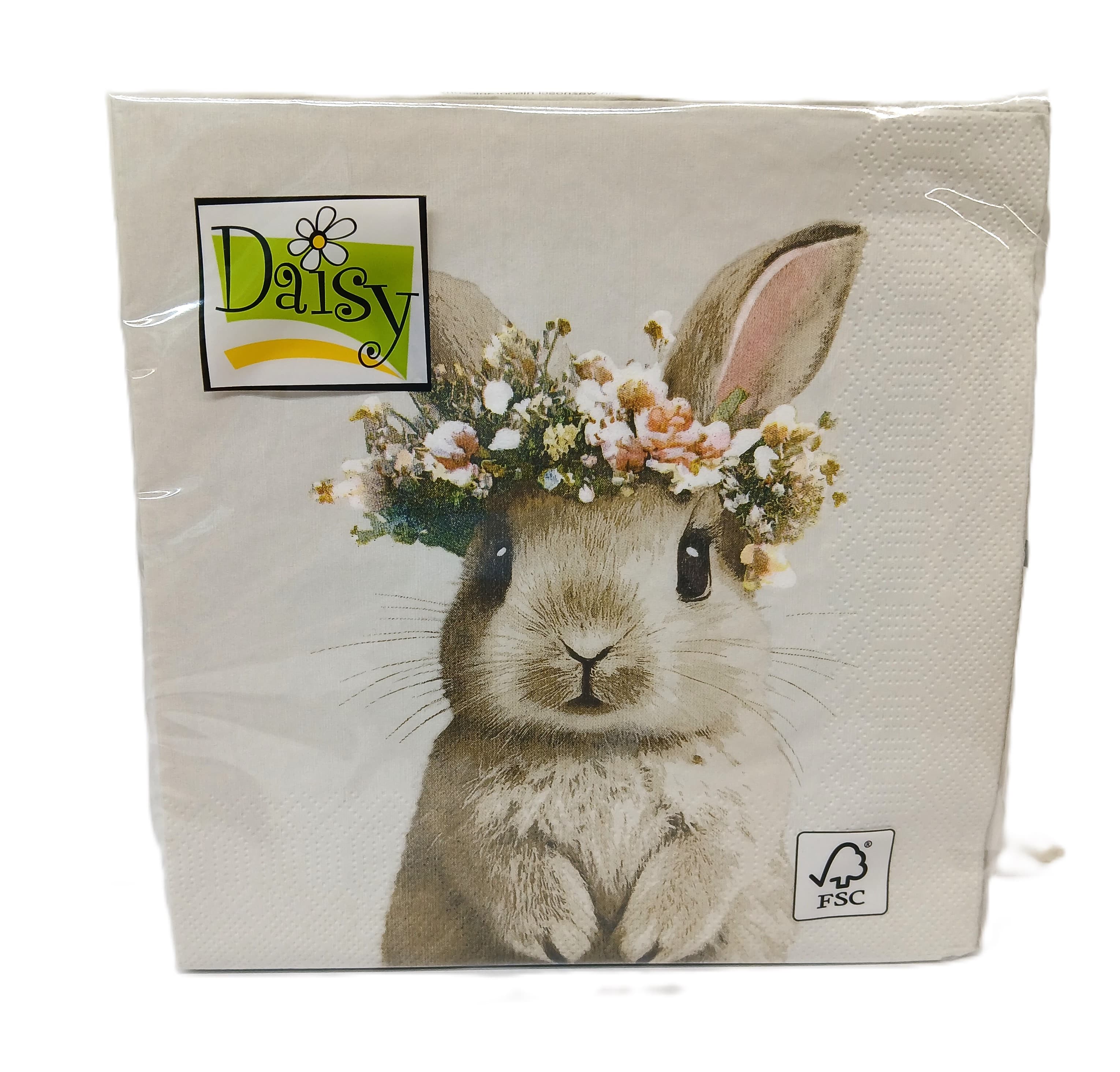 Serwetki 33x33cm Wielkanoc zając z wiankiem 20 szt