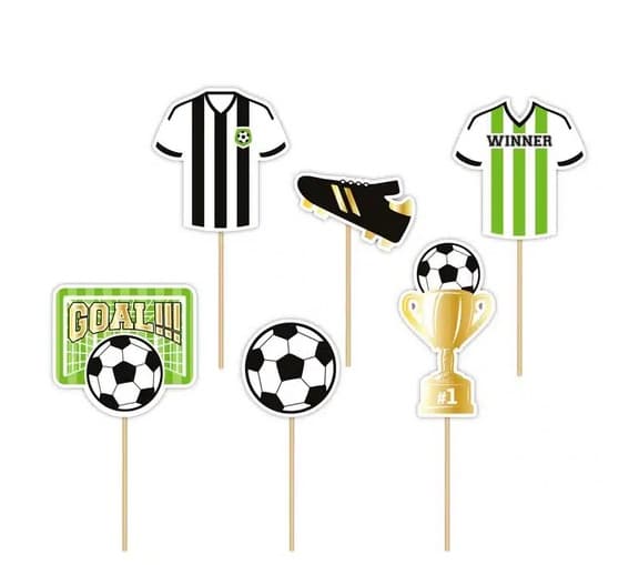 Toppery na tort Football 6szt.Piłka Nożna
