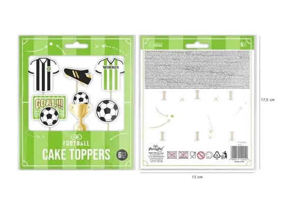 Toppery na tort Football 6szt.Piłka Nożna