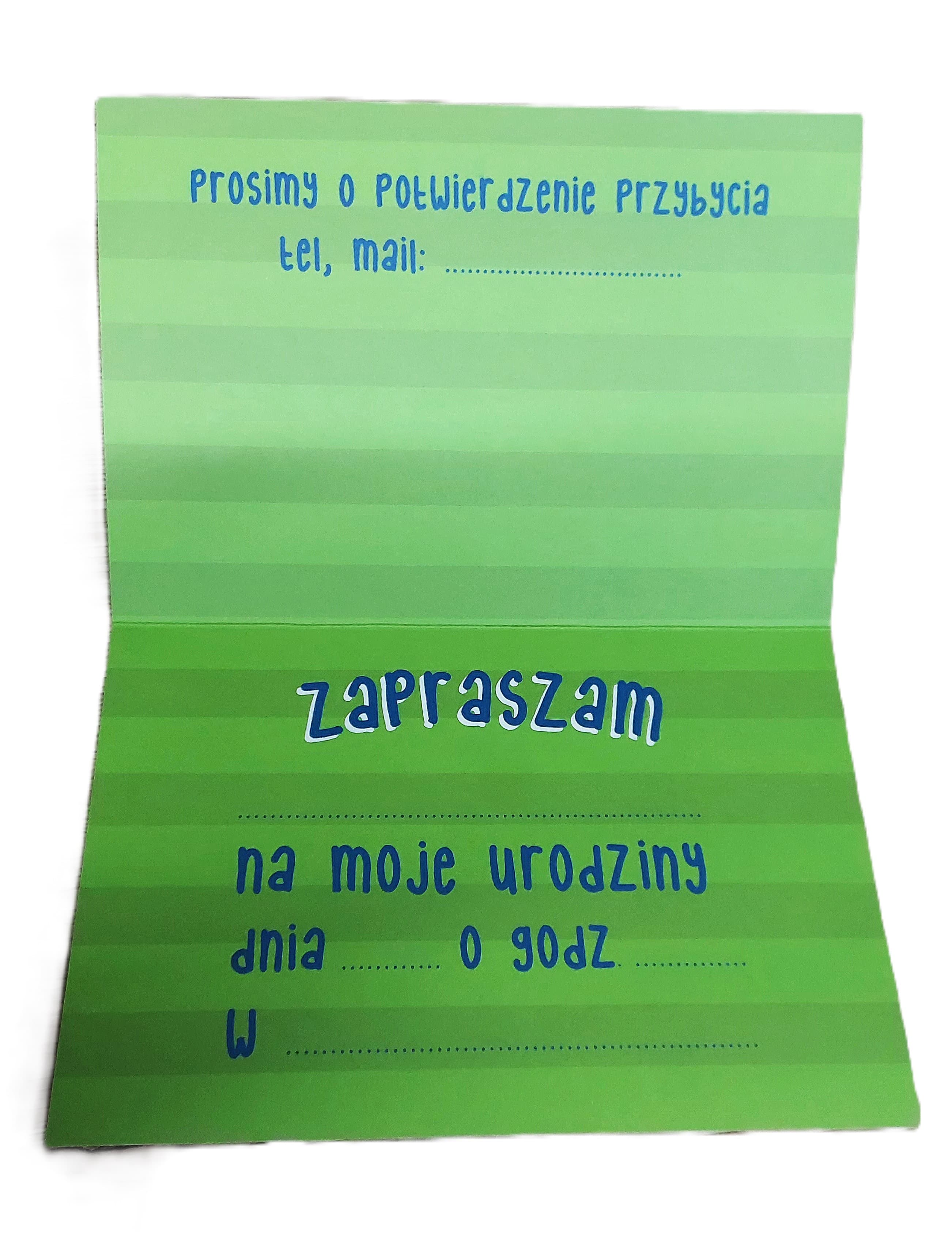 Zaproszenie na urodziny piłkarz - zielone, 1 szt.