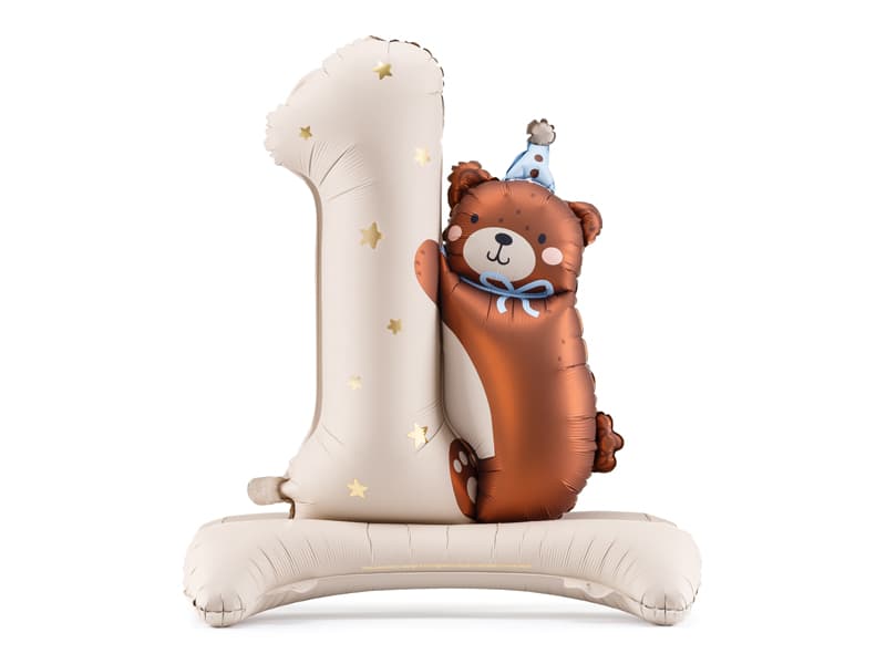 Balon foliowy Cyfra ''1'' z Misiem, 81 x 72 cm