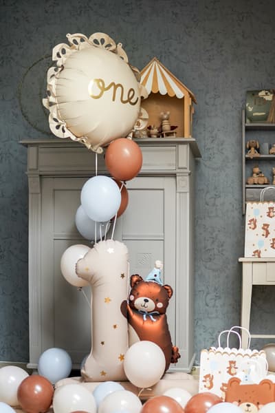 Balon foliowy Cyfra ''1'' z Misiem, 81 x 72 cm