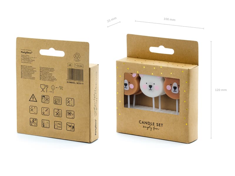 Świeczki urodzinowe Miś, mix, 3cm