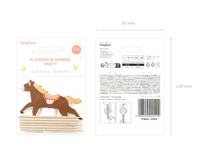 Dekoracje do muffinek - Konie, 13 cm, mix