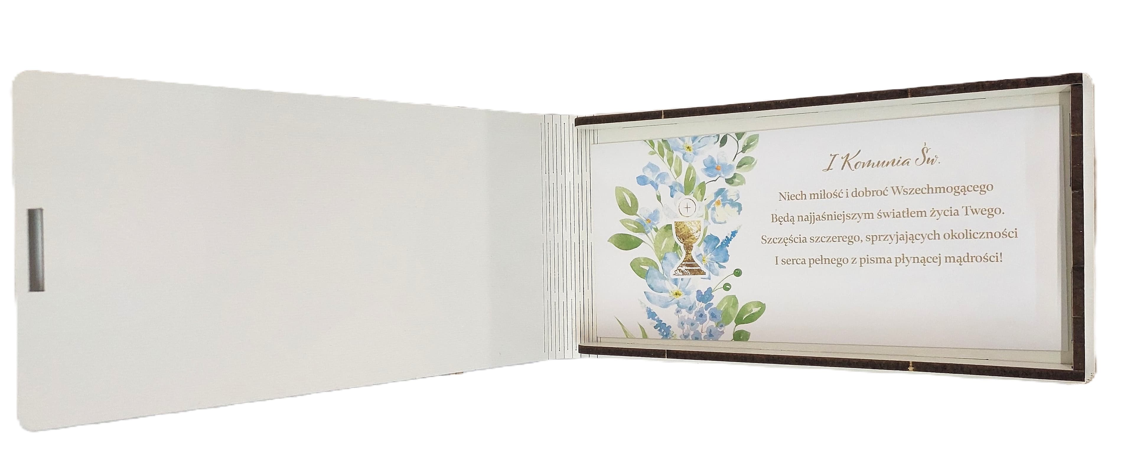 Pudełko drewniane na pieniądze Komunia chłopiec