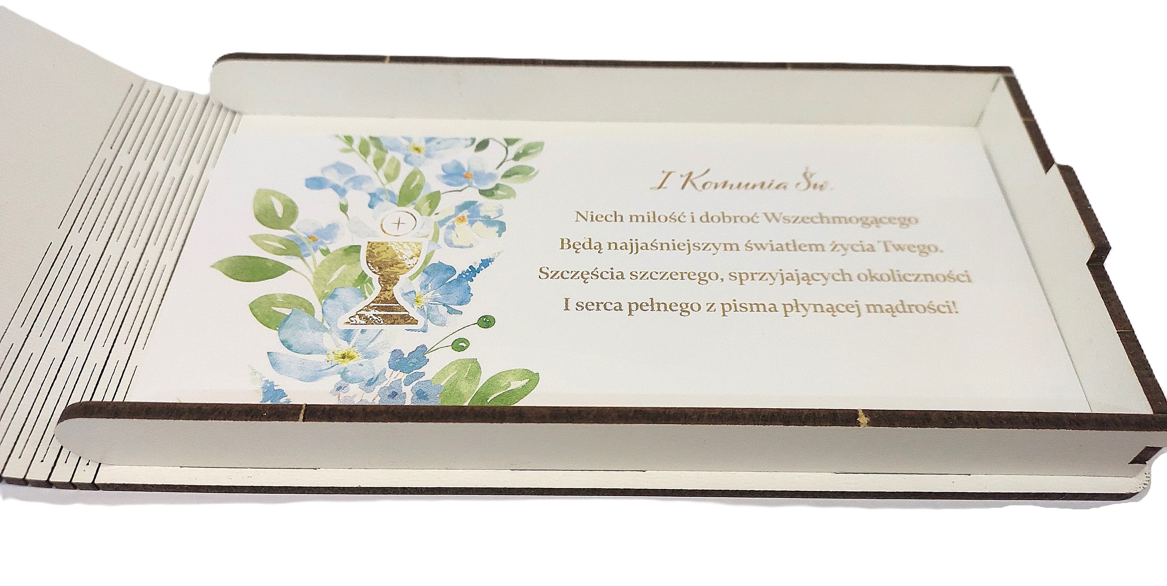 Pudełko drewniane na pieniądze Komunia chłopiec