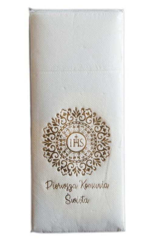 Kieszonki na sztućce 32x38 Komunia Święta 20 szt.