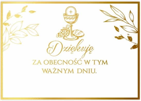 Winietki podziękowanie dla gości Komunia 10 szt
