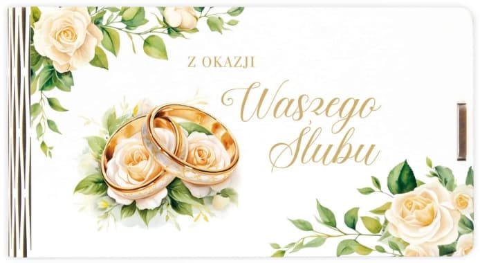 Pudełko drewniane na pieniądze kremowa róża ślub