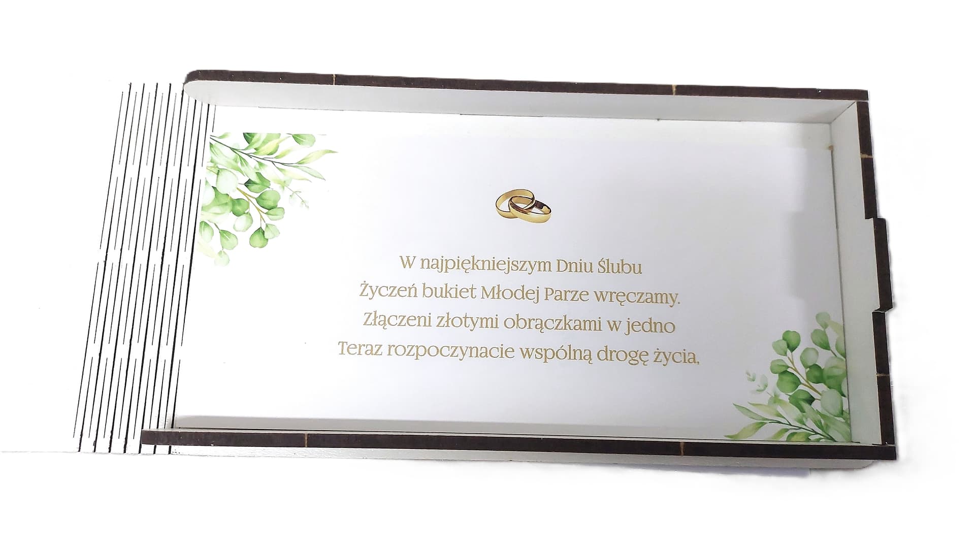 Pudełko drewniane ślubne -  przytulona Para Młoda