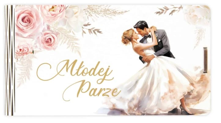 Pudełko drewniane ślubne -  tańcząca Para Młoda