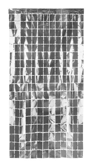 Kurtyna Party Kwadraty, srebrny, 100x200cm