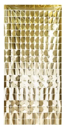 Kurtyna Party Kwadraty, elegancki złoty, 100x200cm