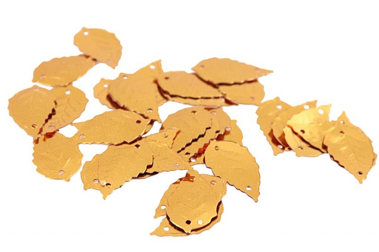 Cekiny liscie 15x25mm/5gram złote