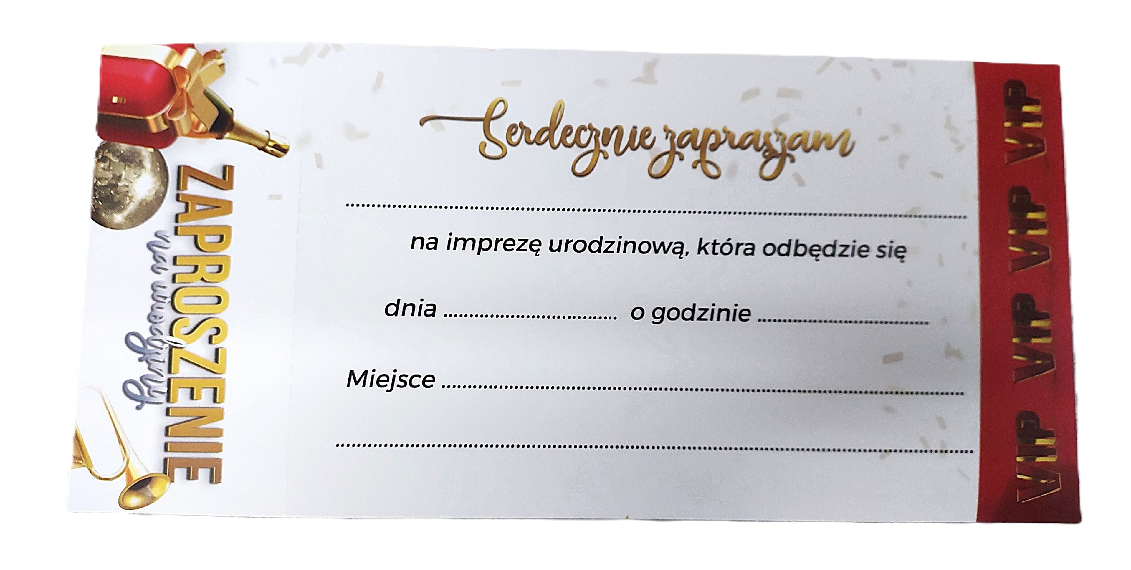 Zaproszenie BILET URODZINOWY VIP, 1 szt.