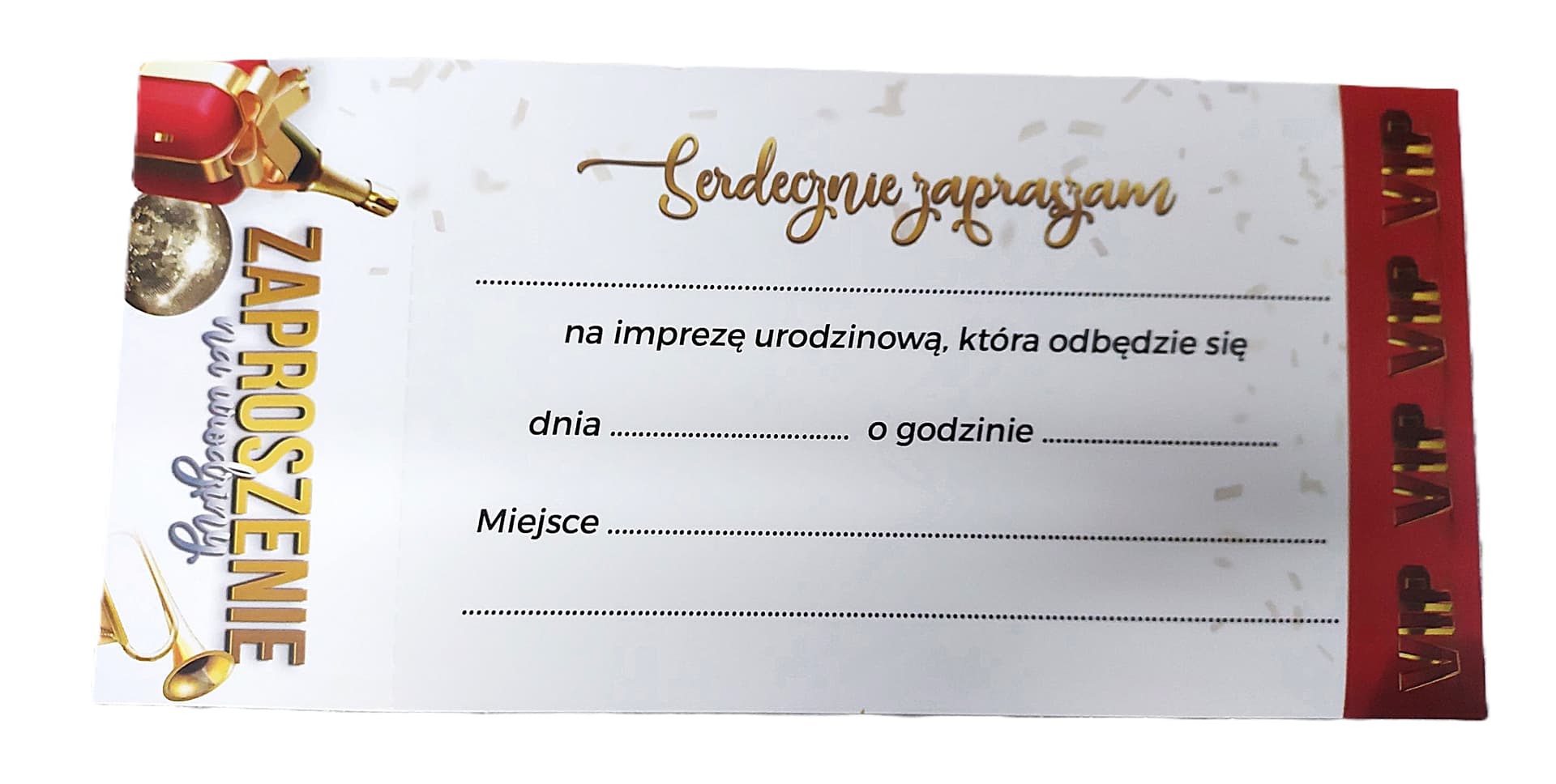 Zaproszenie BILET URODZINOWY VIP, 1 szt.