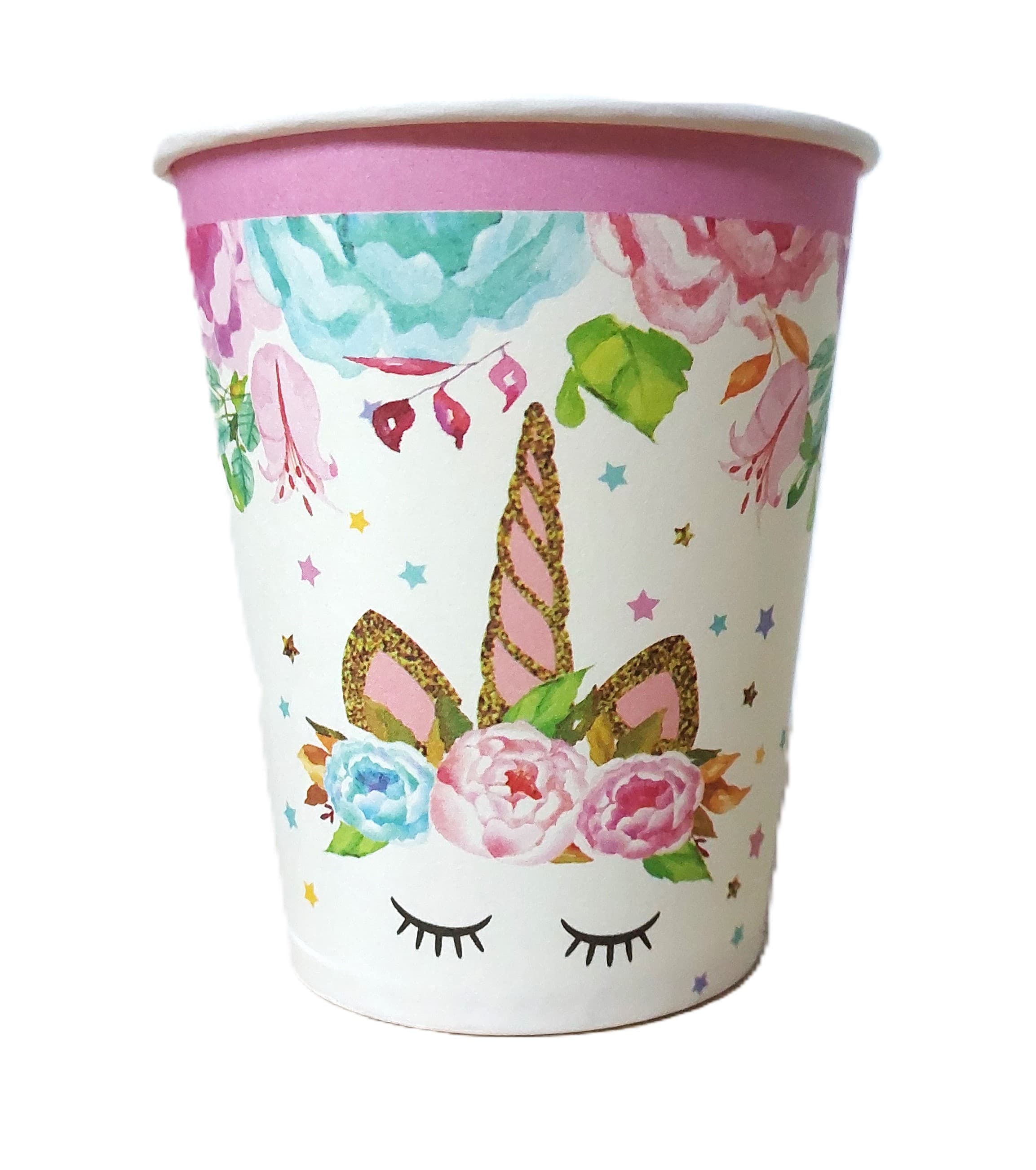 Kubki papierowe różowy Jednorożec 6 szt.