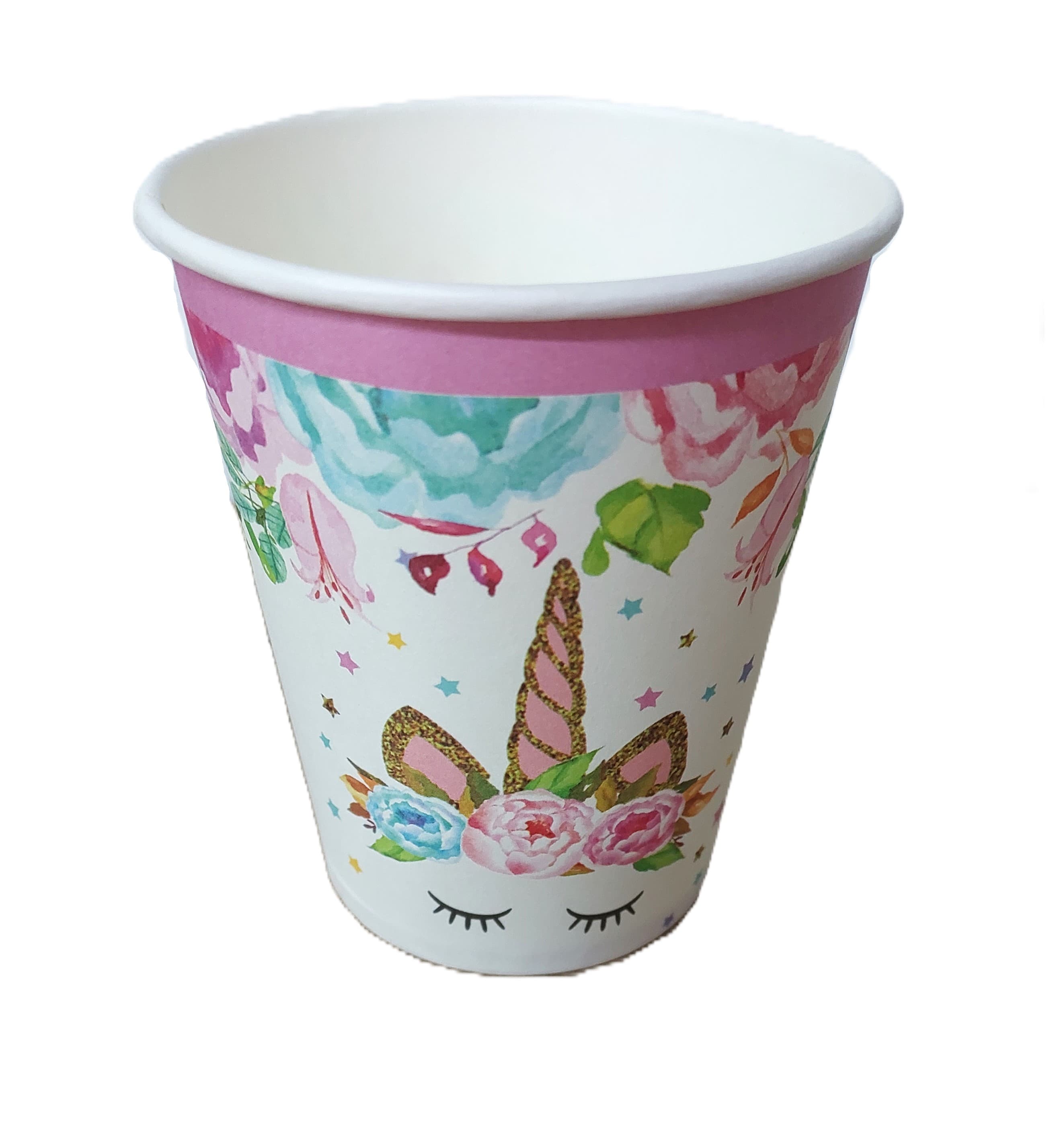 Kubki papierowe różowy Jednorożec 6 szt.