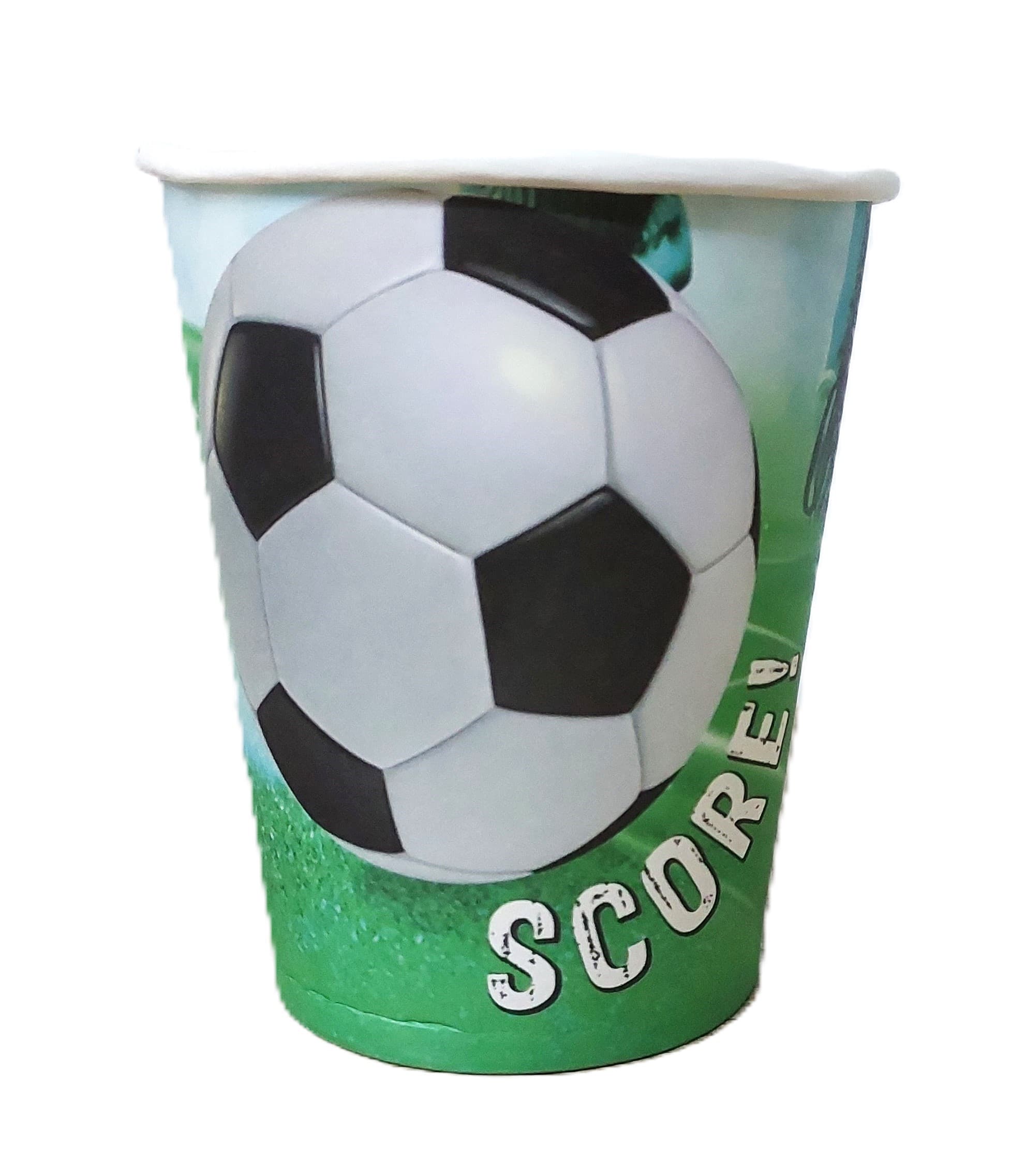 Kubki papierowe zielone Piłka 6 szt.