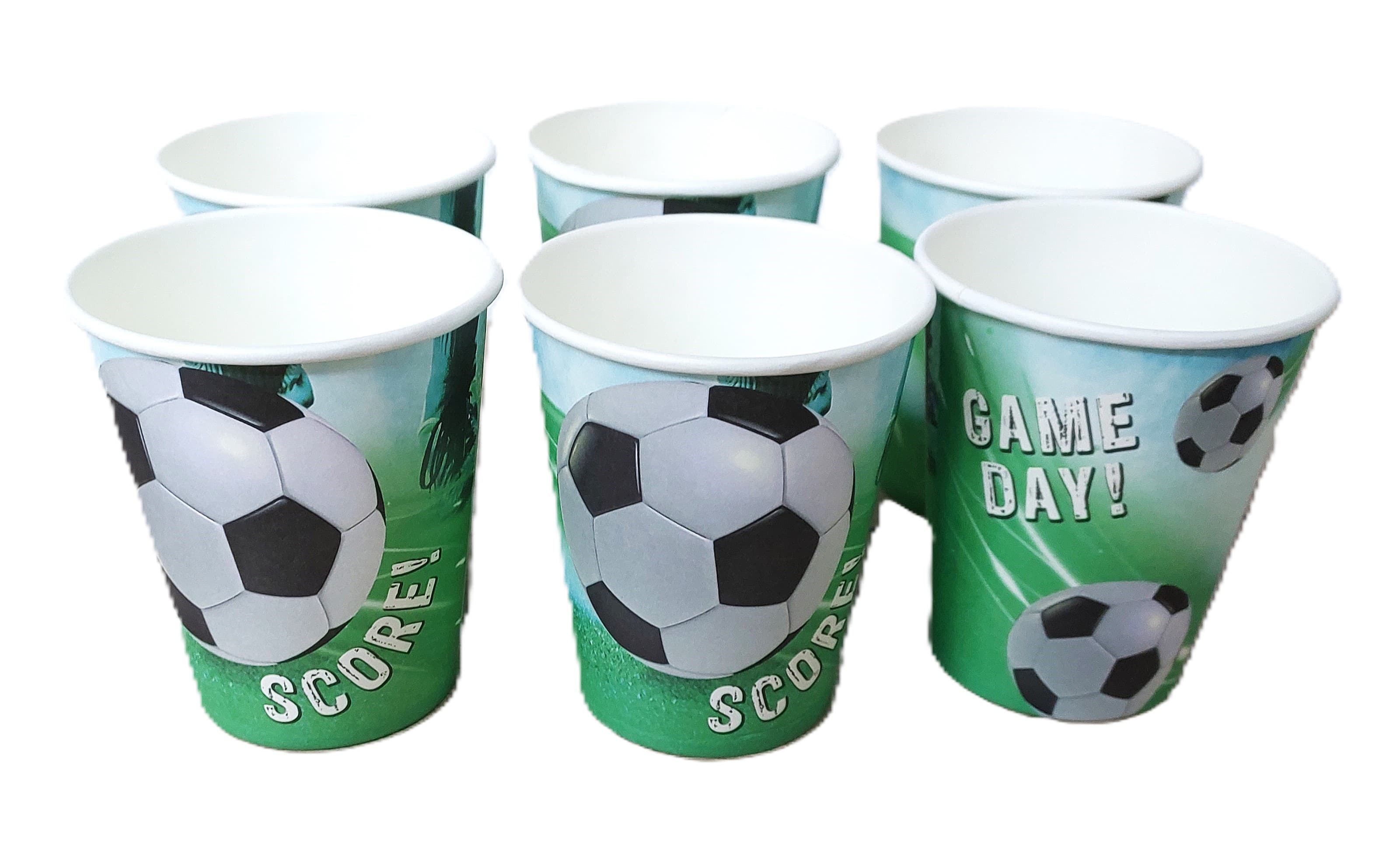 Kubki papierowe zielone Piłka 6 szt.