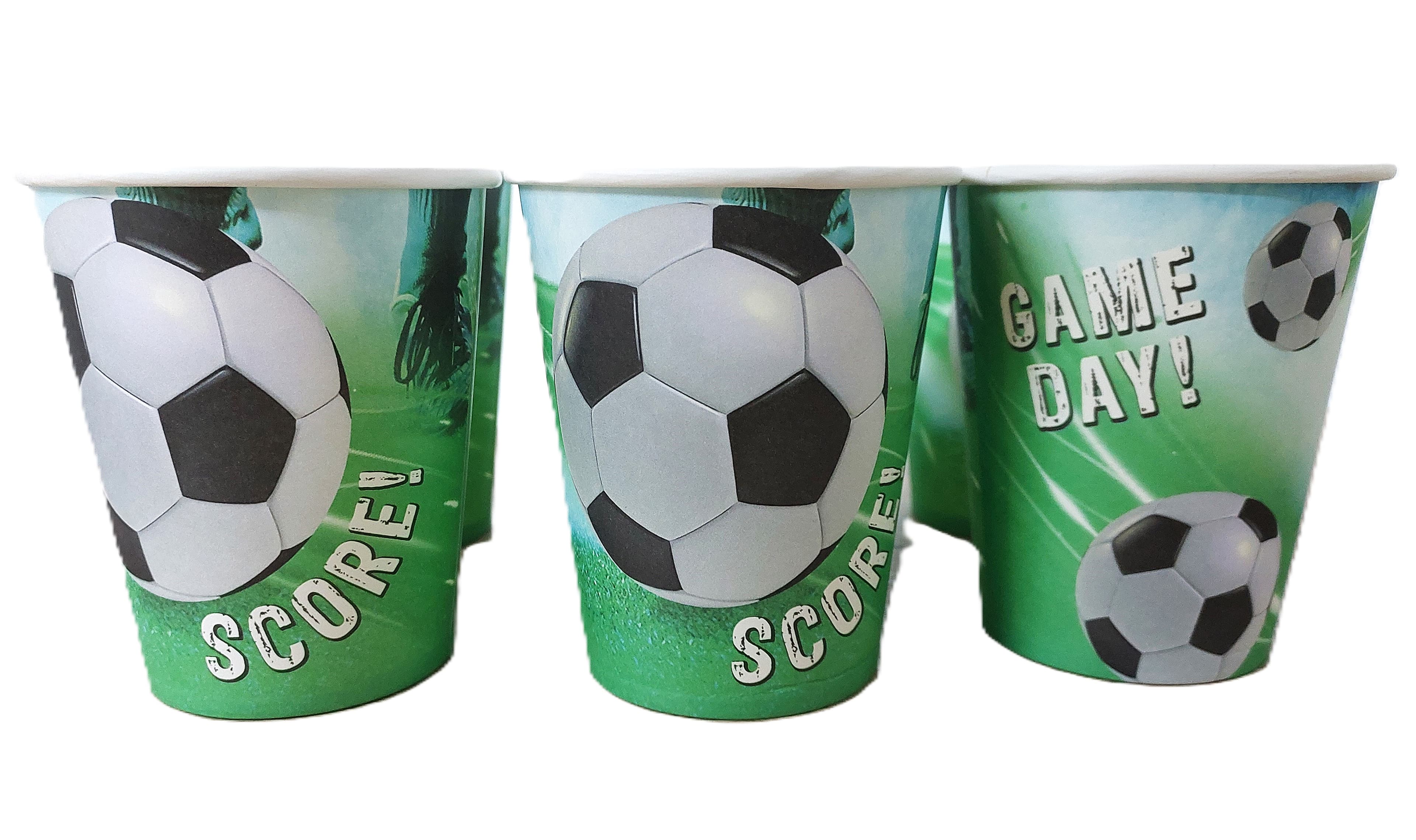 Kubki papierowe zielone Piłka 6 szt.
