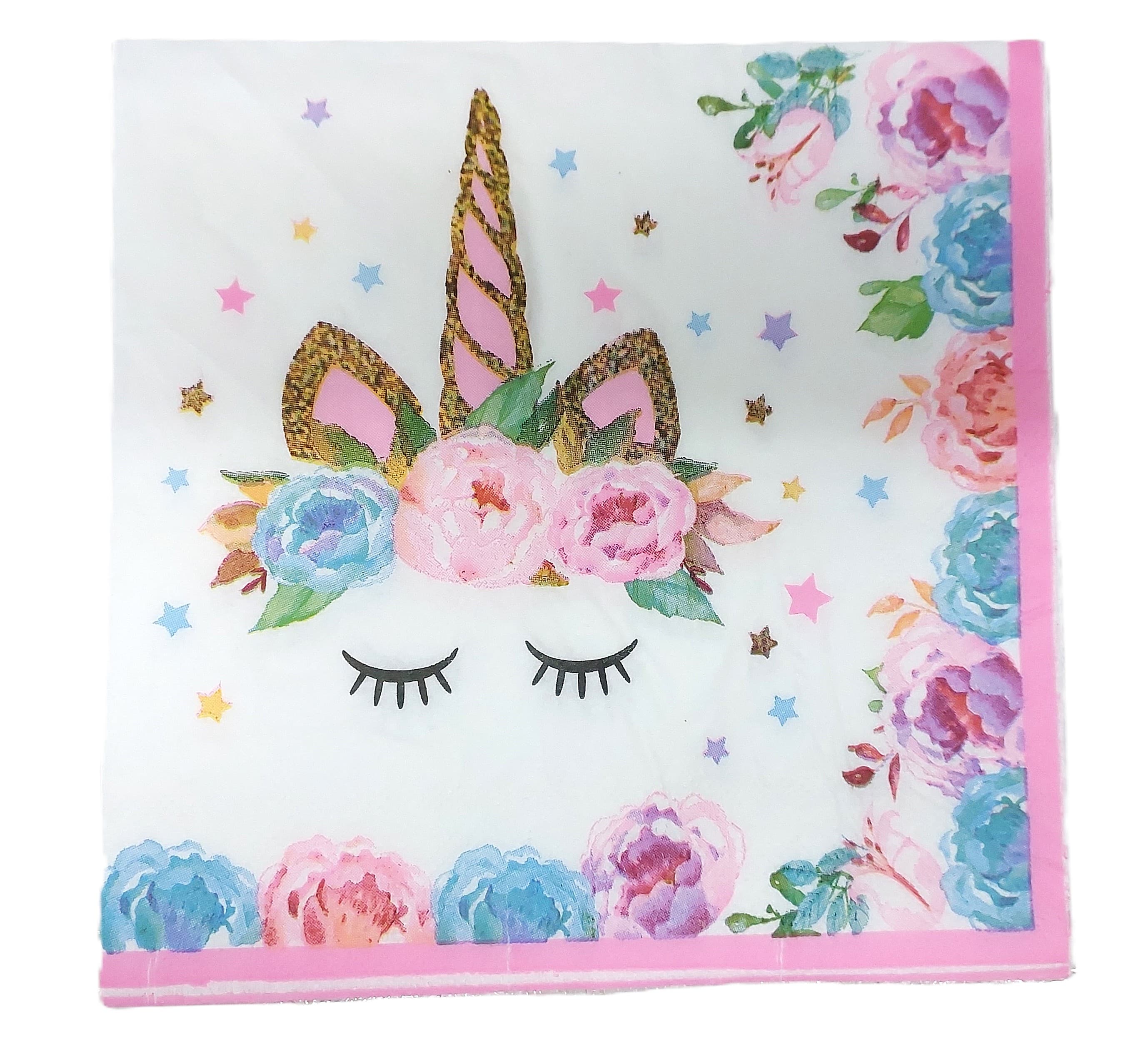 Serwetki papierowe 33x33 różowe Jednorożec 10 szt.