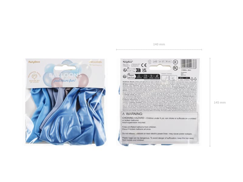 Zestaw balonów lateksowych, mix błękitny op. 10szt