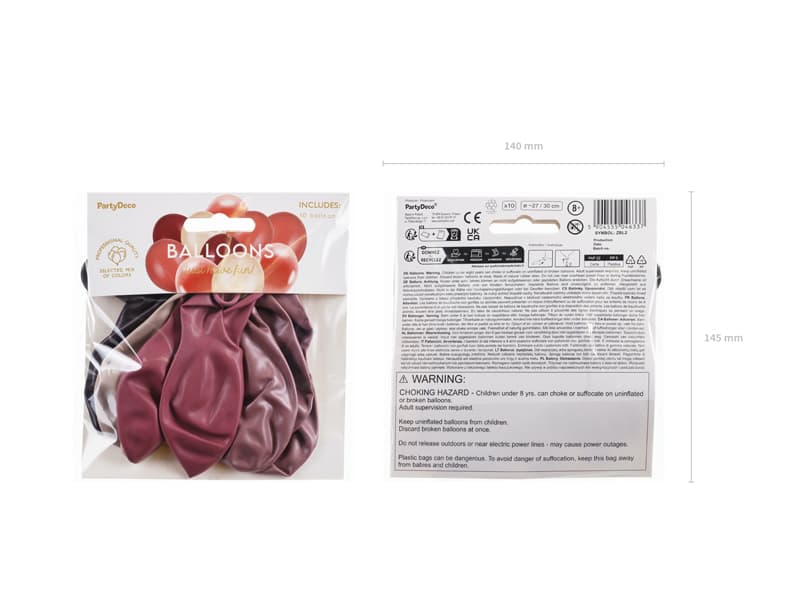 Zestaw balonów lateksowych, mix śliwka, op. 10szt